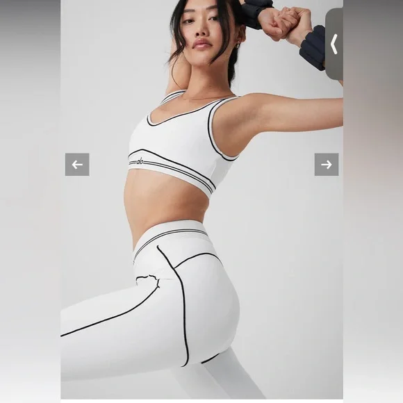 NWT Brand New ALO Airbrush High-Waist Heart Throb Leggings White Black Medium - Picture 3 of 14